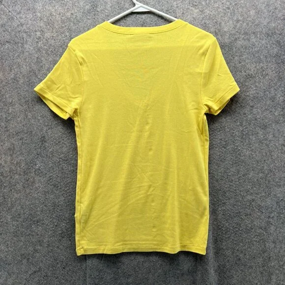 Ralph Lauren Shirt Women Large Ladies Yellow V Neck Sport Pony Preppy - Picture 8 of 11